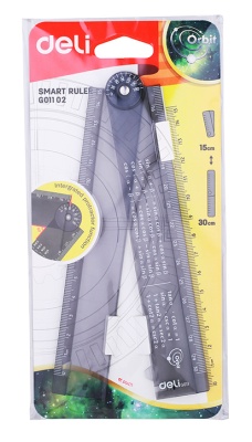 Линейка Deli EG01102 Orbit пластик дл.30см прозрачный/тонированный складная пластиковый пакет с европодв.