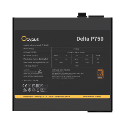 Блок питания Ocypus Delta P750, 750W, APFC, 80+ Bronze, ATX 3.1, 120mm Fan (P750-BF)