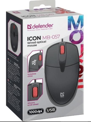 Мышка USB OPTICAL ICON 3D MB-057 BLACK 52057 DEFENDER