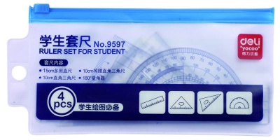 Набор линеек Deli E9597 прозрачный компл.:лин.15см./треуг.2шт./трансп.