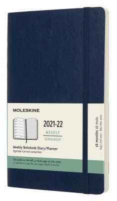 Еженедельник Moleskine ACADEMIC SOFT WKNT Large 130х210мм датир.18мес 208стр. мягкая обложка синий