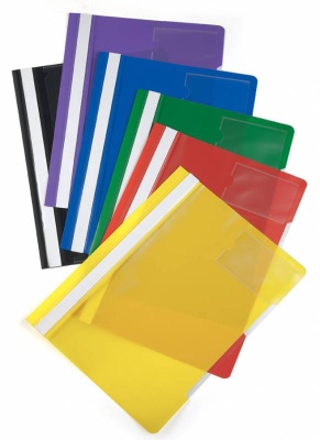 Папка-скоросшиватель Бюрократ -PS-V20YEL A4 прозрач.верх.лист карм.для визит. пластик желтый 0.12/0.16