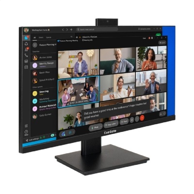 Монитор со встроенной веб-камерой и аудио выходом 23.8" ExeGate SuperView EA2400A (IPS LED Grade A+, FHD, 1920x1080@75Гц, 16:9, 250cd/m2, 1000:1, 178°/178°, 5ms, D-Sub, HDMI, audio-out, FHD веб-камера 2MP, микрофон, Flicker-free, Low Blue Light, кабель HD