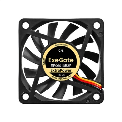 Exegate EX297028RUS Вентилятор 12В DC ExeGate ExtraPower EP06010B3P (60x60x10 мм, 2-Ball (двойной шарикоподшипник), 3pin, 3000RPM, 24dBA)