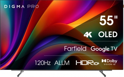 Телевизор Digma Pro 55" 55M черный/серебристый OLED 4K Ultra HD 120Hz Google TV