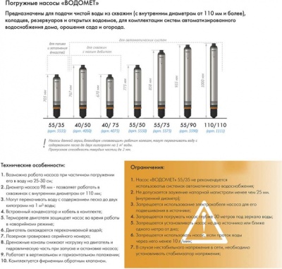 Садовый насос скважинный Джилекс Водомет 40/50 520Вт 2400л/час (в компл.:Фирменный обратный клапан)