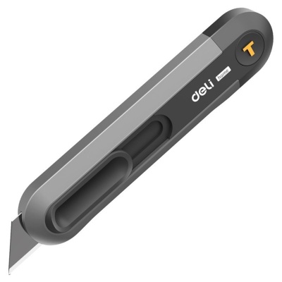 Нож Deli Технический нож "Home Series Black" Deli HT4008  Т-образное лезвие с механизмом автоматического возврата, эксклюзивный дизайн, корпус из высококачественного софттач пластика