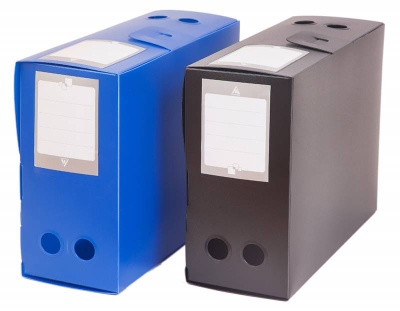 Короб архивный вырубная застежка Бюрократ -BA120BLCK пластик 1мм корешок 120мм 330х245мм черный