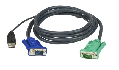 Кабель KVM  USB(тип А Male)+HDB15(Male) <->  SPHD15(Male) 5,0м., черный. ATEN 2L-5205U
