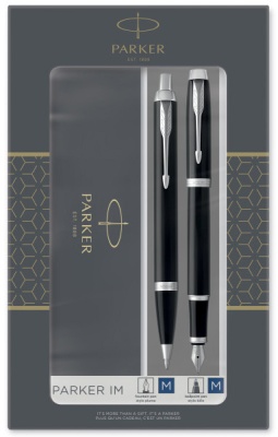 Набор ручек Parker IM Core FK221 (CW2093215) Black CT сталь нержавеющая подар.кор. ручка перьевая, ручка шариковая