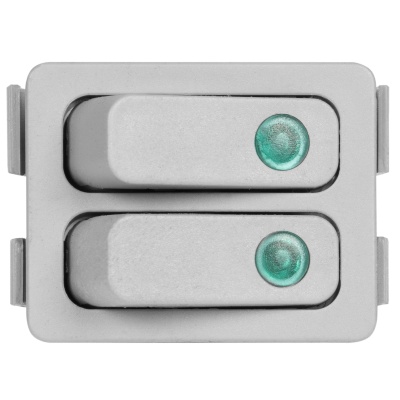 Выключат.клавишный C6003P/С6003PL зеленая линза, серый корпус