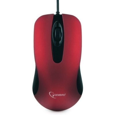 Мышь Gembird MOP-400-R, USB, красн, бесшум клик, 3кн, 1000DPI, soft-touch, каб 1.45м, блистер  {100}