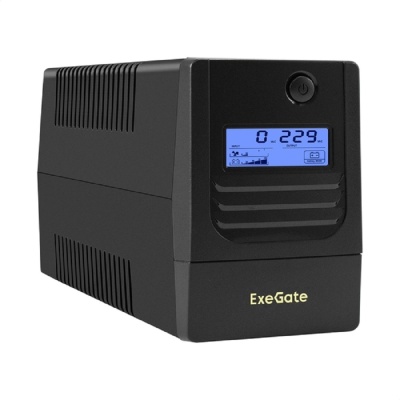 ИБП ExeGate Smart LB-650.LCD.AVR.2SH (650VA/390W, LCD, AVR, 2*Schuko, батарея 12V 7Ah, Black)