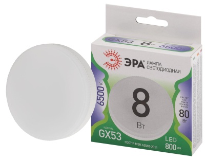 Лампа светодиодная LED 8 Вт 800Лм 6500К таблетка (GX53) холодный GX53 220-240В LED GX-8W-865-GX53 Green Line