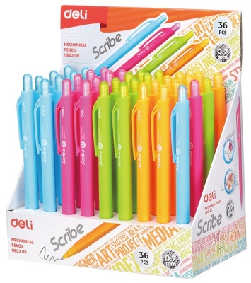 Карандаш механический Deli EU60300 0.7мм ластик треуг.корп пласт. корпус ассорти