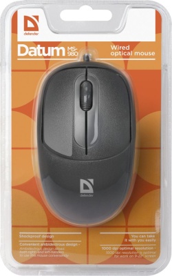 Defender Проводная оптическая мышь Datum MS-980 черный,3 кнопки,1000dpi Defender Datum MS-980 черный (52980)