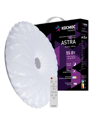 Светильник светодиодный ДБО-55 Вт настенно-потолочный управляемый ASTRA 230В 3000-6500K 4400Лм 385x90мм