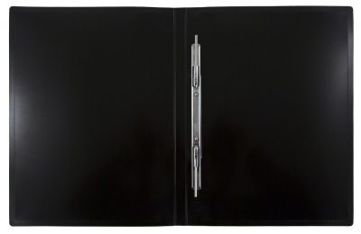 Папка метал.пруж.скоросш. Бюрократ DeLuxe DL07PBLCK A4 пластик 0.7мм кор.27мм черный