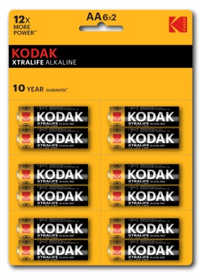 Батарейка Kodak LR6-12BL perforated (6x2BL) XTRALIFE Alkaline [KAA-2x6 perf] (144/576/18432) KODAK Б0038794