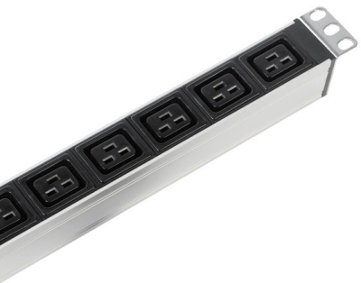 Вертикальный блок розеток Rem-16 с авт. 16А, 10 Schuko, 10 IEC 60320 C19, 16A, алюм.,33-38U,шнур 3 м. (R-16-10S-10C19-A-1420-3)