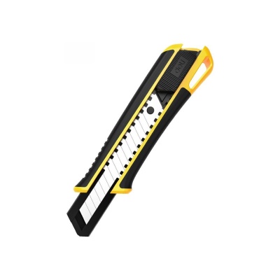 Технический нож Deli DL003H 18мм, лезвие SK5, ударопрочный корпус, автоматическая блокировка, прорезиненная рукоятка