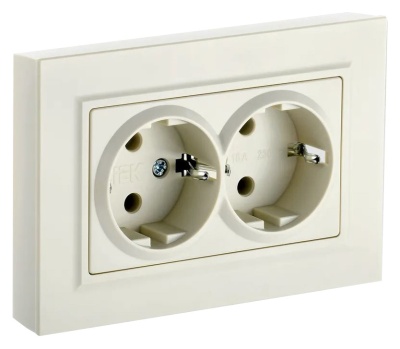 Розетка силов. IEK Brite РСш12-3-БрКр BR-R24-16-K10-F двойн. скрыт. зазем. штор. бежевый (упак.:1шт)