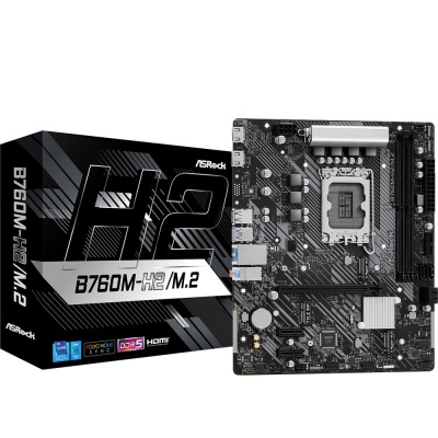 Материнская плата ASROCK B760M-H2/M.2 LGA1700, B760, 2*DDR5, DP+HDMI, 4xSATA3 6.0 (RAID), M.2 Socket, USB 3.2, USB 2.0, mATX; 90-MXBN00-A0UAYZ (B760M-H2/M.2)