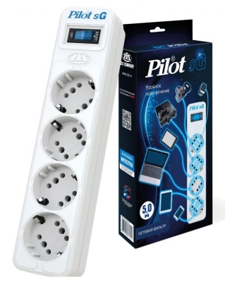 Сетевой фильтр Pilot SG 4x8 5м (4 розетки) белый (коробка)