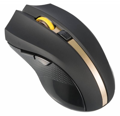 Мышь Оклик 495MW черный/золотистый оптическая (1600dpi) беспроводная USB (6but)