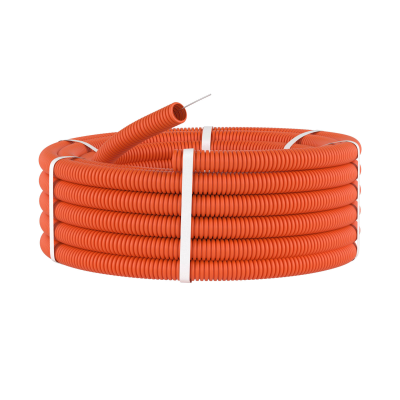Труба ПНД гибкая гофр. д.16мм, тяжёлая с протяжкой, 100м, цвет оранжевый DKC 71516