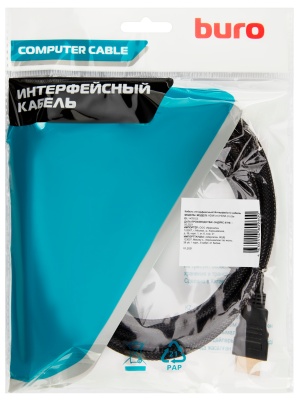 Кабель аудио-видео Buro HDMI (m)/HDMI (m) 2м. феррит.кольца Позолоченные контакты черный (HDMI-V1.4-2MC)