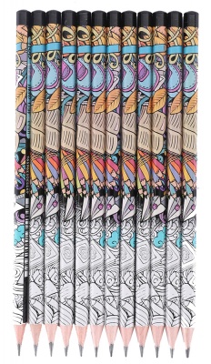 Карандаш чернографит. Deli EU53300-1 Arti Graff 2B шестигран. тополь рисунок (1шт)