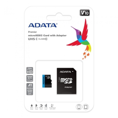 Карта памяти MICRO SDXC 64GB CLASS10 W/A AUSDX64GUICL10A1-RA1 ADATA