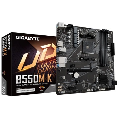 Материнская плата GIGABYTE B550M K, AM4, B550, 4*DDR4, DP+HDMI,  4 SATA 6 Гб/с, M2, Audio, Gb LAN, USB 3.2, USB 2.0, mATX (B550M K)