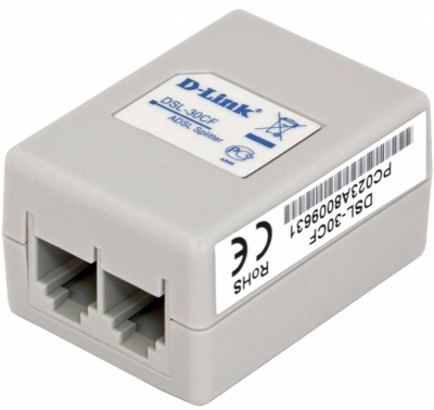 Сплиттер DialUp D-Link DSL-30CF/RS RJ-11 Annex A/L/M белый