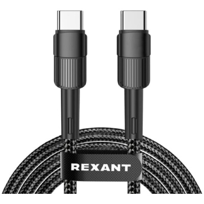 Rexant (18-7072) Кабель Type-C – Type-C, 5A, 100Вт, 1м, в черной нейлоновой оплетке