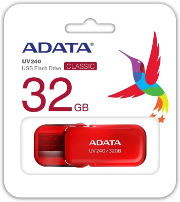 Флеш Диск A-Data 32Gb UV240 AUV240-32G-RRD USB2.0 красный