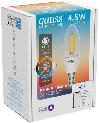 Умная лампа Gauss Smart Home C35 E14 (упак.:1шт) (1250112)