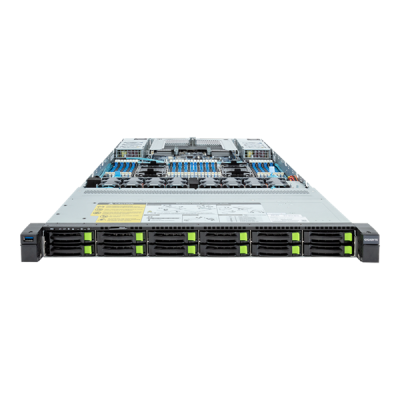 Серверная платформа Gigabyte Server Platform R183-S96 / 1U / 2xIntel (Gen 4/5) / 2xHS / 32xDIMM / 12xSFF NVME/SAS/SATA / 2xGbE / 2xOCP 3.0 / 2xFHHL / 2x1600W / Rails