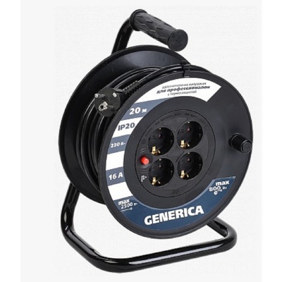 Iek WKP20-16-04-20-G Катушка УК20 с т/з 4 места 2P+PE/20м 3х1,5мм2 GENERICA