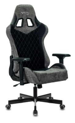 Кресло игровое Бюрократ VIKING 7 KNIGHT Fabric черный текстиль/эко.кожа с подголов. крестовина металл