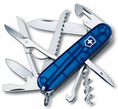 Нож перочинный Victorinox Huntsman (1.3713.T2) 91мм 15функций синий полупрозрачный карт.коробка