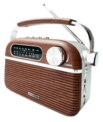 Радиоприемник портативный Hyundai H-PSR200 дерево коричневое/серебристый USB microSD