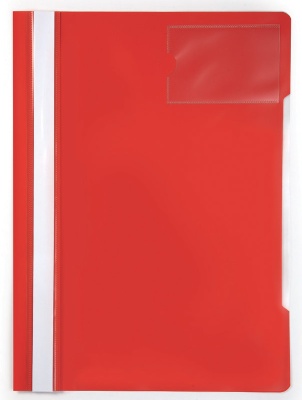 Папка-скоросшиватель Бюрократ -PS-V20RED A4 прозрач.верх.лист карм.для визит. пластик красный 0.12/0.16