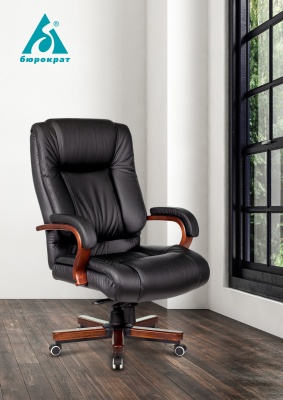 Кресло руководителя Бюрократ T-9925WALNUT черный кожа крестовина металл/дерево