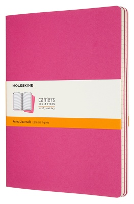 Блокнот Moleskine CAHIER JOURNAL CH021D17 XLarge 190х250мм обложка картон 120стр. линейка розовый неон (3шт)