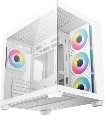 Корпус Deepcool CG530 4F WH без БП, боковое окно (панорама), 3x120мм ARGB Reverce вентилятора на боковой стенке, 1x120мм ARGB вентилятор сзади, белый, ATX