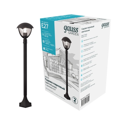 Светильник садово-парковый Gauss Aura столб 200*200*1000mm, 170-240V / 50Hz, 1xE27, Max.60W, IP: 54, 1/6