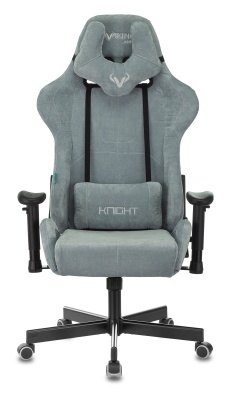 Кресло игровое Бюрократ VIKING KNIGHT Fabric серо-голубой Light-28 с подголов. крестовина металл