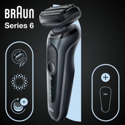 Бритва сетчатая Braun Series 6 61-N1000s реж.эл.:3 питан.:аккум. серый/черный